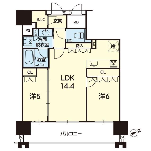 MJR熊本ゲートタワー 905号(2LDK/9階)の間取り写真