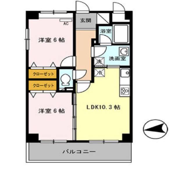 ヌカタコルンイースト(2LDK/3階)の間取り写真