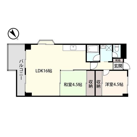 アシスト第8富山マンション(2LDK/5階)の間取り写真