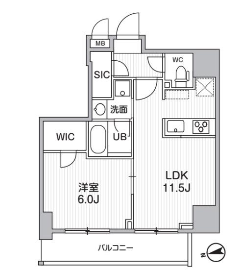 S-RESIDENCE新御徒町CHIAROエスレジデンス新御徒町キア(1LDK/11階)の間取り写真