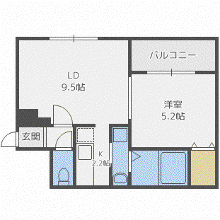 プレジャー桑園(1LDK/3階)の間取り写真