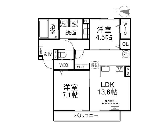 GRAMM桃山筑前(2LDK/1階)の間取り写真