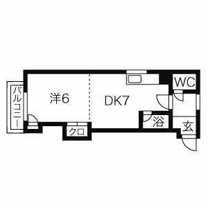 サウス1014(1DK/4階)の間取り写真