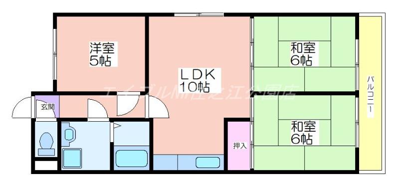 サンハイツ丸美(3LDK/3階)の間取り写真