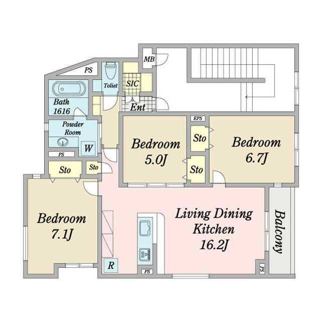 MAISON DE FAMILIA 部屋番号0301(3LDK/3階)の間取り写真