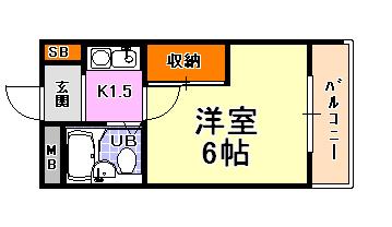 サニーヒル(1K/2階)の間取り写真
