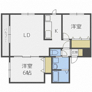 グランディールN9(2LDK/4階)の間取り写真