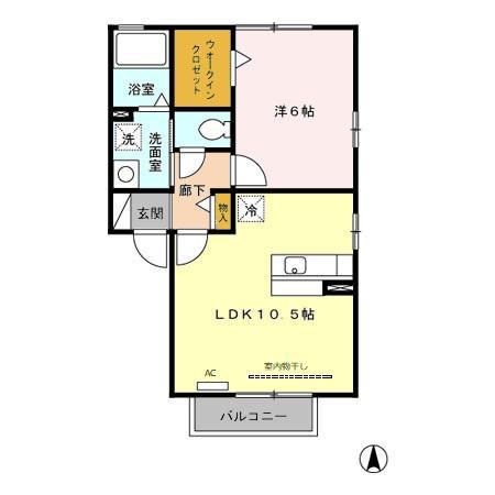 クルールC(1LDK/2階)の間取り写真