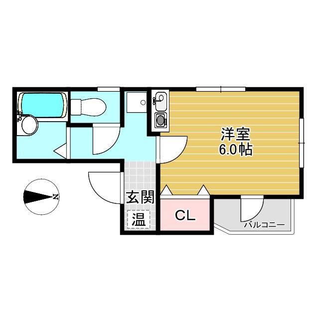 フルール西岡本(ワンルーム/2階)の間取り写真