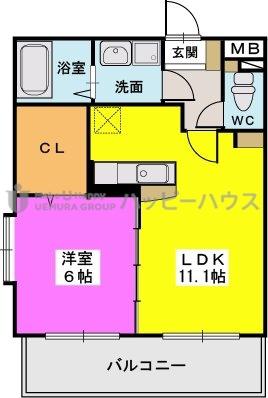 シャトーリベール(1LDK/3階)の間取り写真