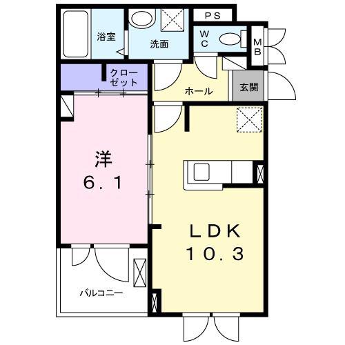 アメニティプラザ朱雀(1LDK/2階)の間取り写真