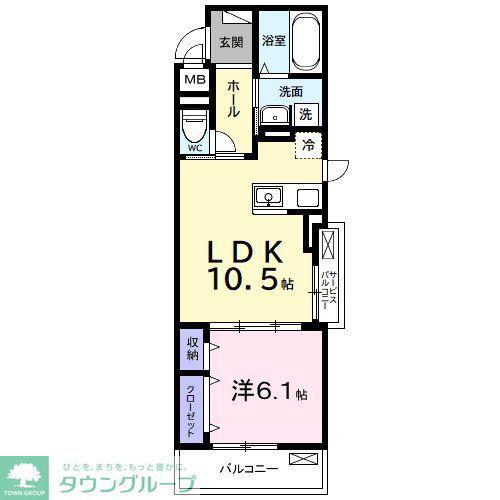 ルポン ボヌール(1LDK/3階)の間取り写真