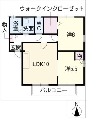 ウエストノーバII(2LDK/1階)の間取り写真