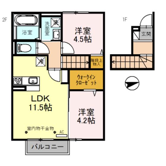 LUMINOUS西大泉(2LDK/2階)の間取り写真