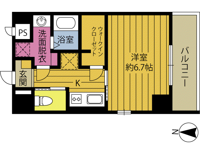 餅ヶ浜マンション(1K/6階)の間取り写真