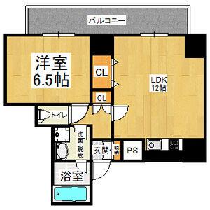 CITY SPIRE難波プレミア(1LDK/2階)の間取り写真
