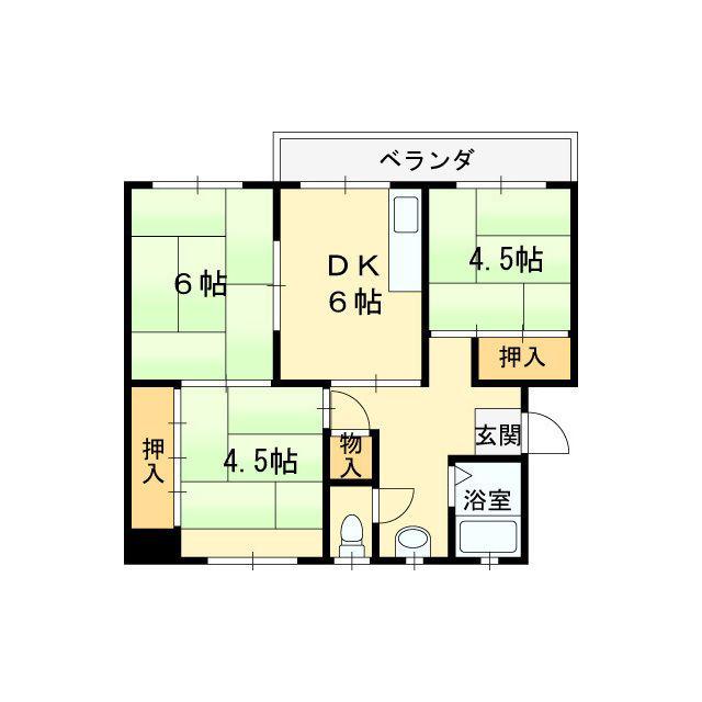 鈴蘭台第33号棟(3DK/5階)の間取り写真