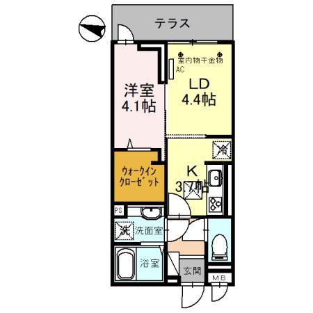 D-SERENO下藤沢(1LDK/1階)の間取り写真