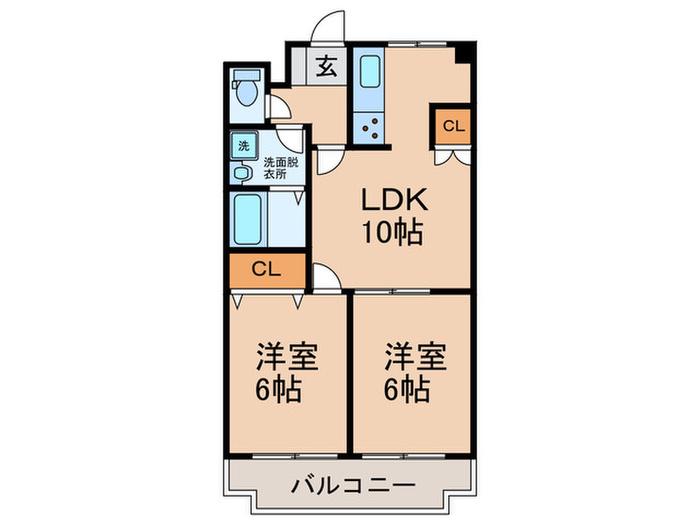 くすの木ハイツ(2LDK/2階)の間取り写真