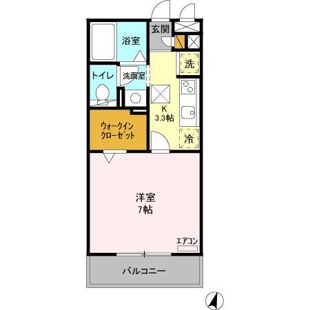 ドミール・ヤマキ(1K/1階)の間取り写真