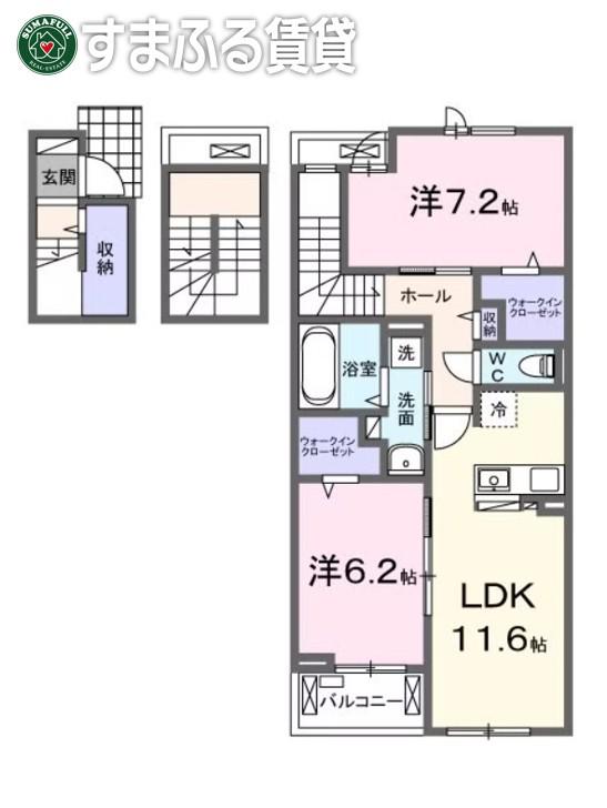 リゾ ハヤテ(2LDK/3階)の間取り写真