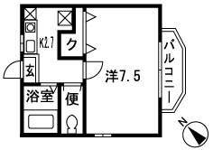シェソワ鵠沼(1K/1階)の間取り写真
