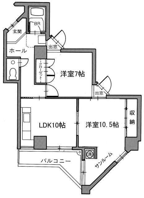 SS23ビル(2LDK/5階)の間取り写真