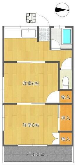 川端荘(2K/1階)の間取り写真
