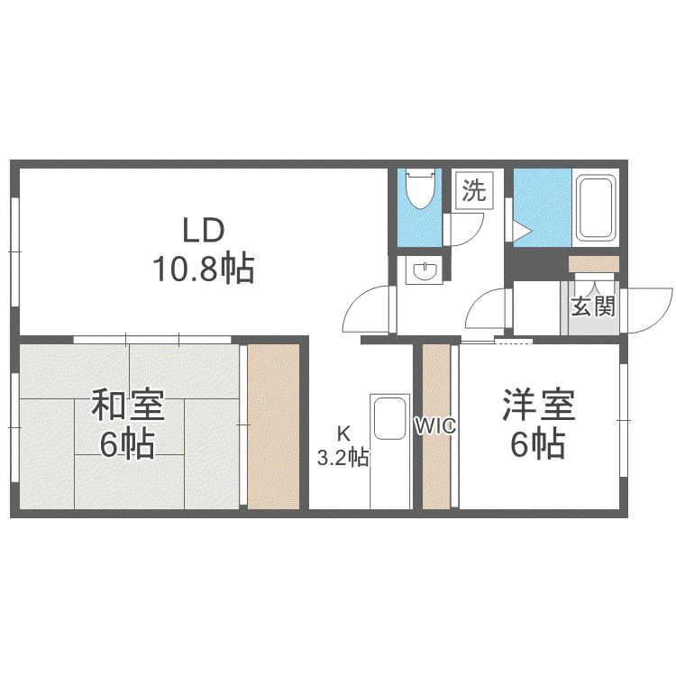 バームハイツ南15条(2LDK/3階)の間取り写真