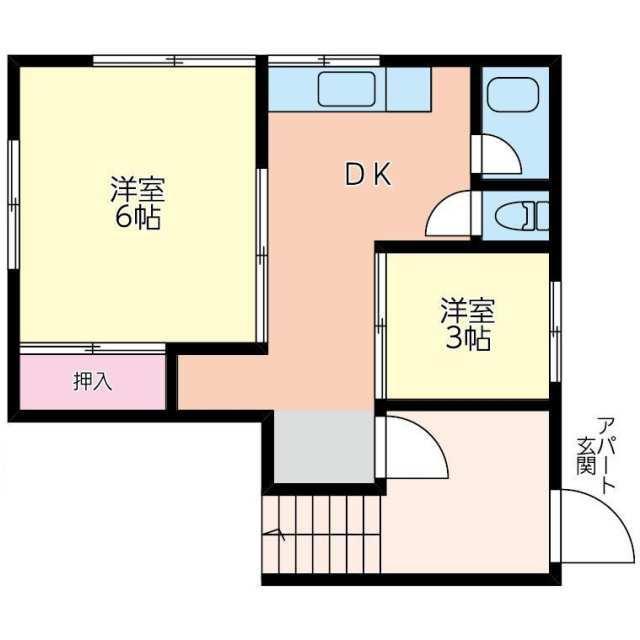 さかりやアパート(2DK/1階)の間取り写真