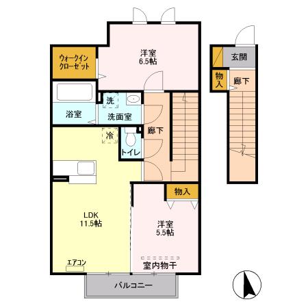 プルミエルA(2LDK/2階)の間取り写真
