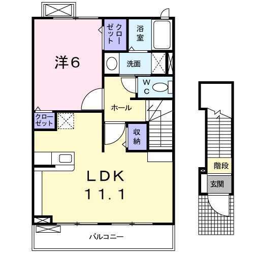 エミネンスII(1LDK/2階)の間取り写真