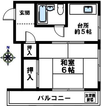 大森ビル(1DK/4階)の間取り写真