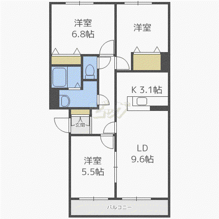 SUPERB弐番館(3LDK/2階)の間取り写真