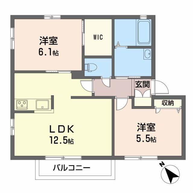 ドルチェ上津台(2LDK/2階)の間取り写真
