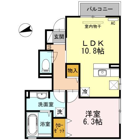 カサ・オリーブ(1LDK/1階)の間取り写真