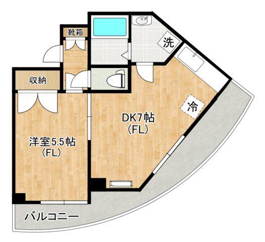 アルジャンテ北見(1DK/1階)の間取り写真