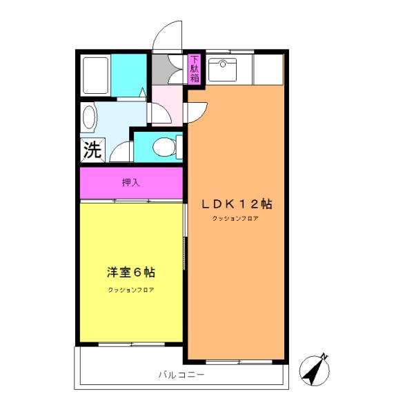 コートビラ松風(1LDK/3階)の間取り写真