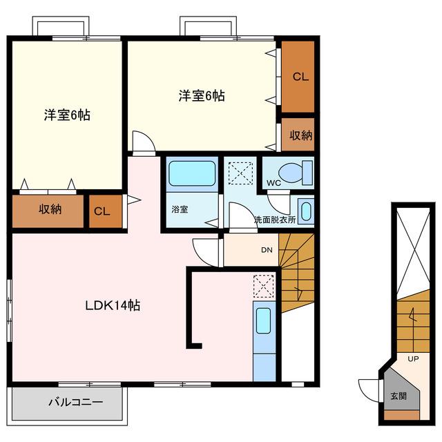 ソフィア壱番館B(2LDK/2階)の間取り写真