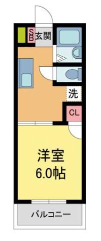 メゾン浜田(1K/2階)の間取り写真