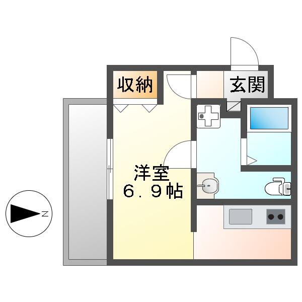 CREA児玉(1K/2階)の間取り写真