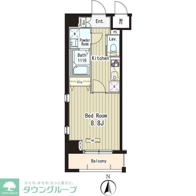 フォンターナ入谷(1K/2階)の間取り写真
