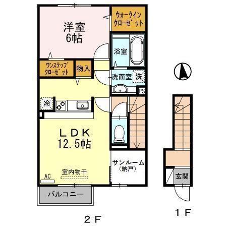 D-ROOMアネーロ(1LDK/2階)の間取り写真