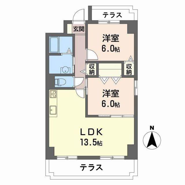 メディオグリシーナF(2LDK/1階)の間取り写真