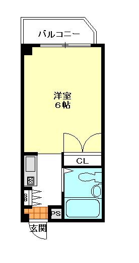 ドミールN(ワンルーム/2階)の間取り写真