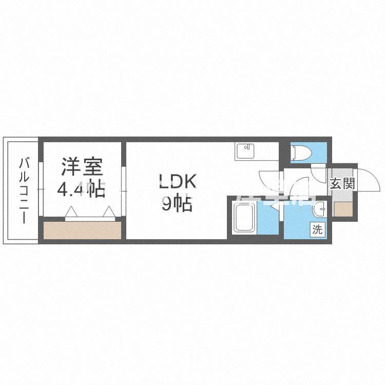 グランパシフィック難波南INNOVATION(1LDK/2階)の間取り写真