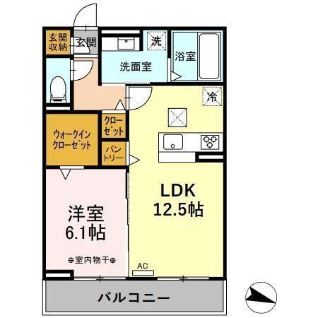 ソル アレイ みやび(1LDK/1階)の間取り写真