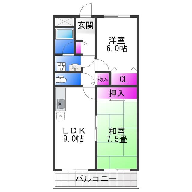 メゾンアール(2LDK/4階)の間取り写真