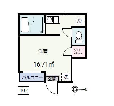 メルディア新小岩(ワンルーム/1階)の間取り写真