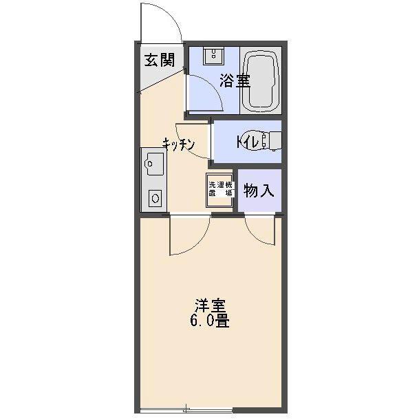 フラットアイトーン(1K/1階)の間取り写真